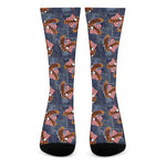 Denim American Eagle Pattern Print Crew Socks