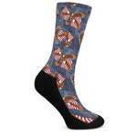 Denim American Eagle Pattern Print Crew Socks