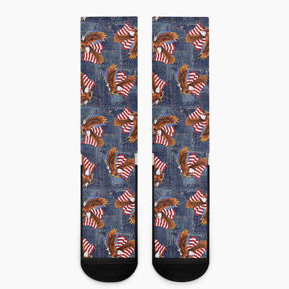 Denim American Eagle Pattern Print Crew Socks