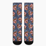 Denim American Eagle Pattern Print Crew Socks