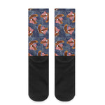 Denim American Eagle Pattern Print Crew Socks