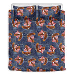 Denim American Eagle Pattern Print Duvet Cover Bedding Set