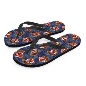 Denim American Eagle Pattern Print Flip Flops