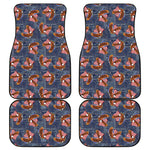 Denim American Eagle Pattern Print Front and Back Car Floor Mats