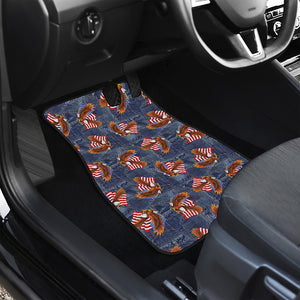 Denim American Eagle Pattern Print Front and Back Car Floor Mats