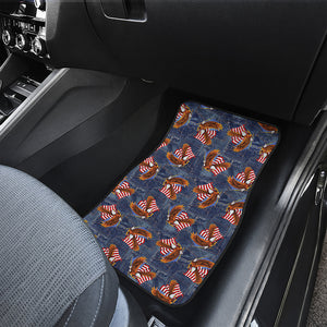 Denim American Eagle Pattern Print Front and Back Car Floor Mats