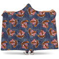 Denim American Eagle Pattern Print Hooded Blanket