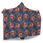 Denim American Eagle Pattern Print Hooded Blanket