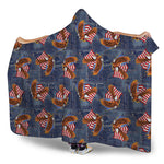 Denim American Eagle Pattern Print Hooded Blanket
