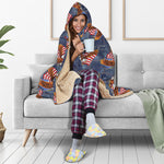 Denim American Eagle Pattern Print Hooded Blanket