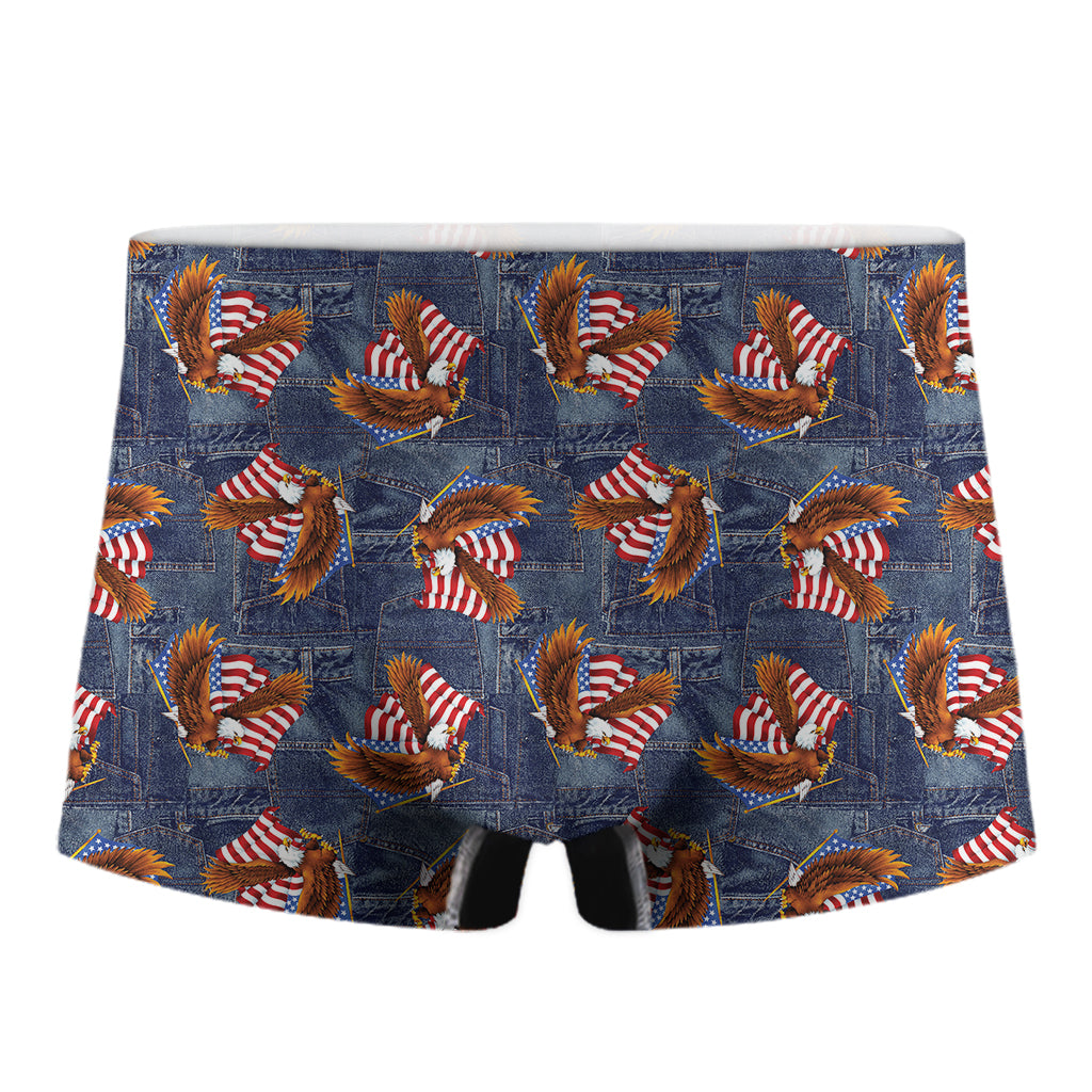 Denim American Eagle Pattern Print Men's Boxer Briefs