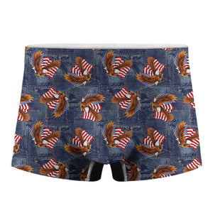 Denim American Eagle Pattern Print Men's Boxer Briefs