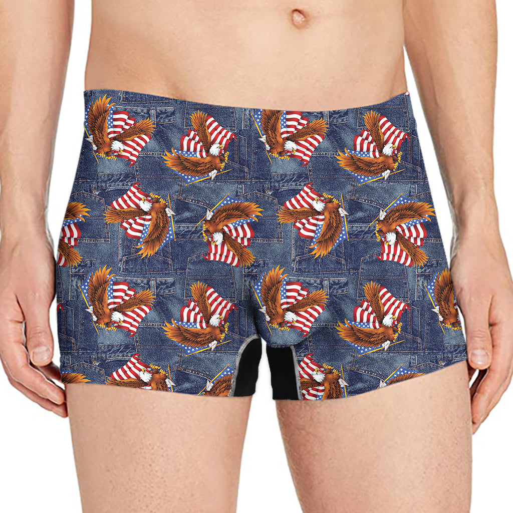 Denim American Eagle Pattern Print Men's Boxer Briefs