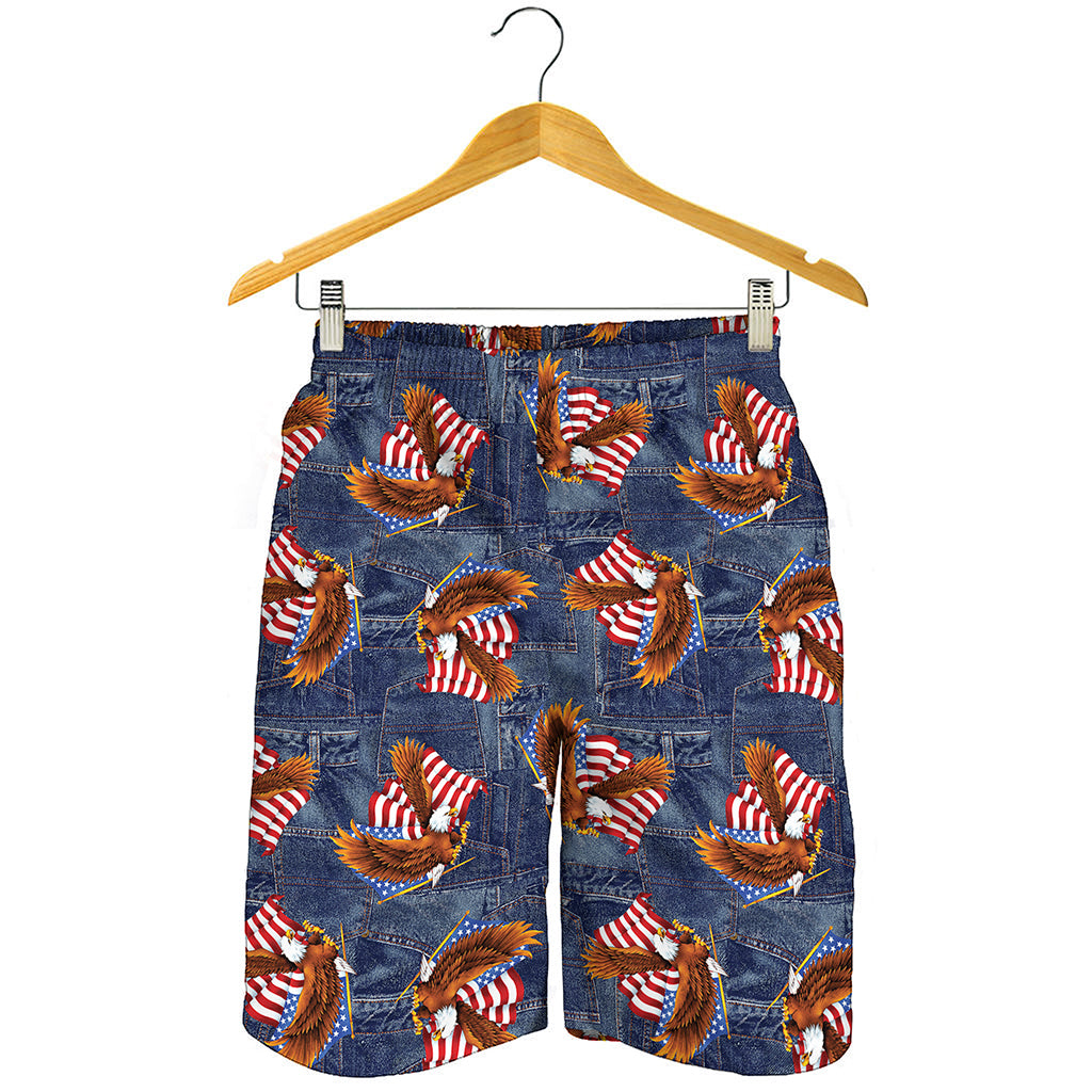 Denim American Eagle Pattern Print Men's Shorts