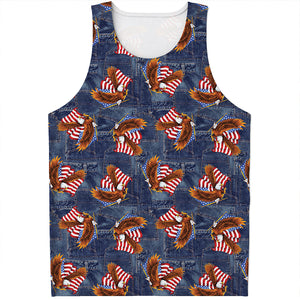 Denim American Eagle Pattern Print Men's Tank Top