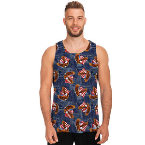 Denim American Eagle Pattern Print Men's Tank Top