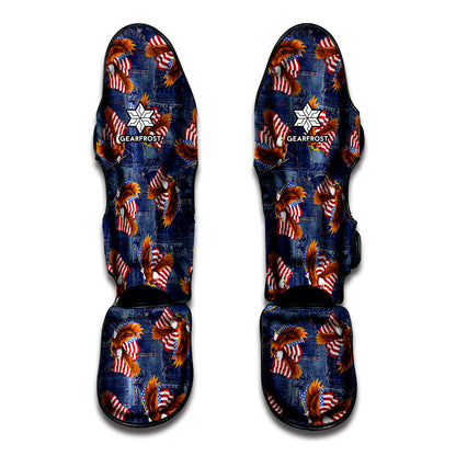 Denim American Eagle Pattern Print Muay Thai Shin Guard