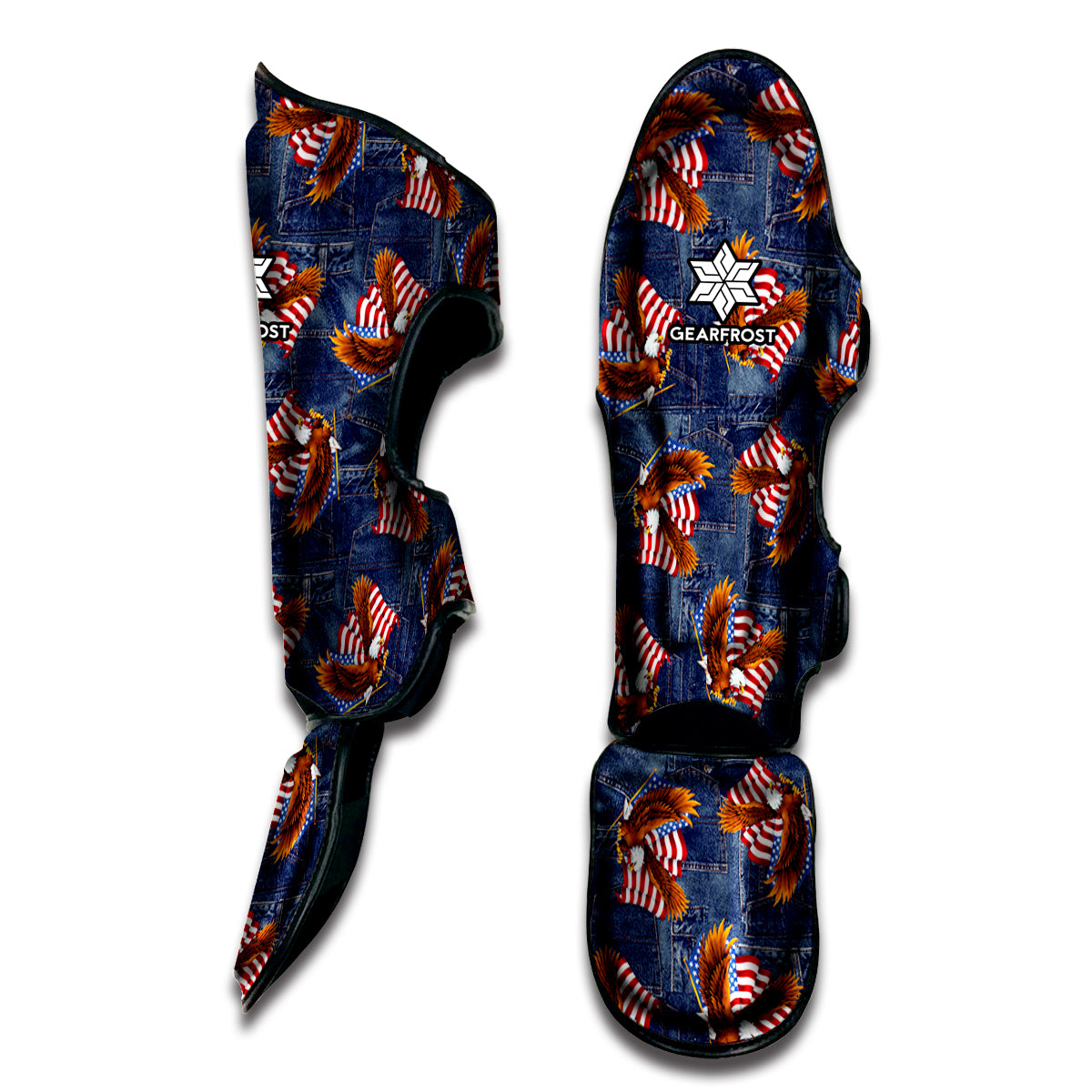 Denim American Eagle Pattern Print Muay Thai Shin Guard