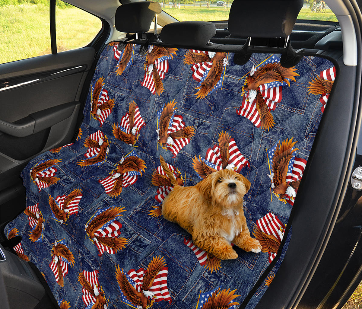 Denim American Eagle Pattern Print Pet Car Back Seat Cover