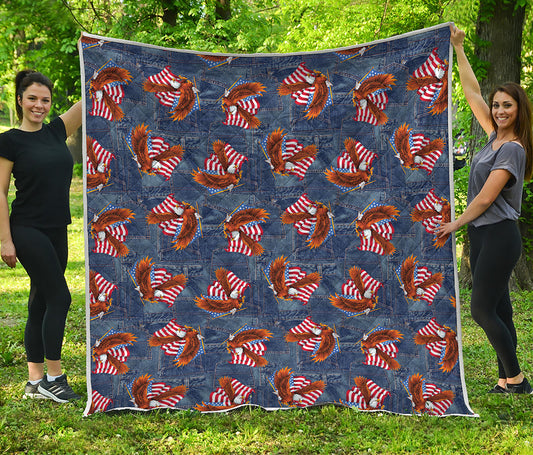 Denim American Eagle Pattern Print Quilt