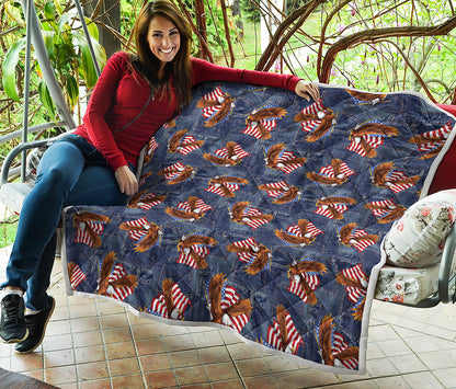 Denim American Eagle Pattern Print Quilt