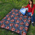 Denim American Eagle Pattern Print Quilt