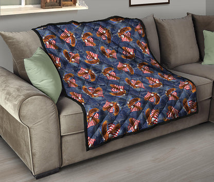 Denim American Eagle Pattern Print Quilt