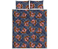 Denim American Eagle Pattern Print Quilt Bed Set