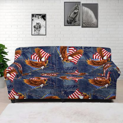 Denim American Eagle Pattern Print Sofa Cover