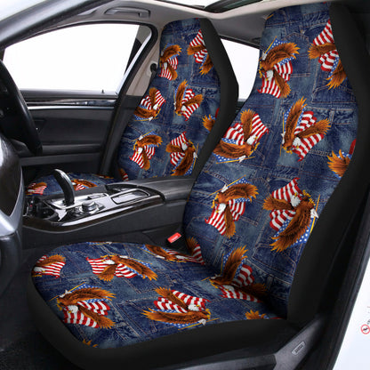 Denim American Eagle Pattern Print Universal Fit Car Seat Covers