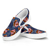 Denim American Eagle Pattern Print White Slip On Shoes