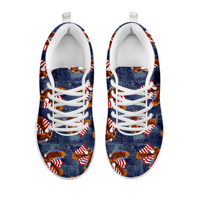 Denim American Eagle Pattern Print White Sneakers