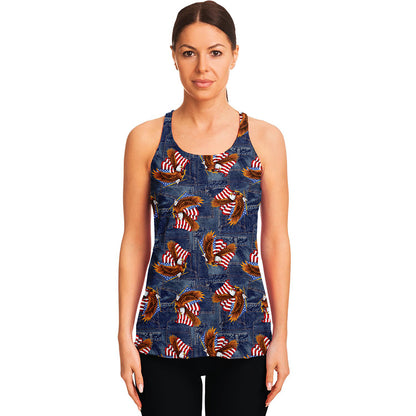 Denim American Eagle Pattern Print Women's Racerback Tank Top