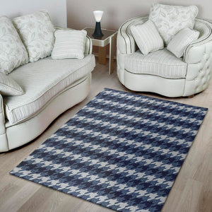 Denim Houndstooth Pattern Print Area Rug