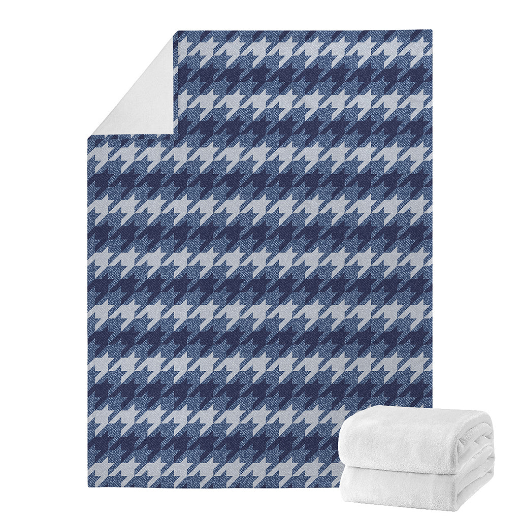 Denim Houndstooth Pattern Print Blanket