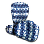 Denim Houndstooth Pattern Print Boxing Gloves