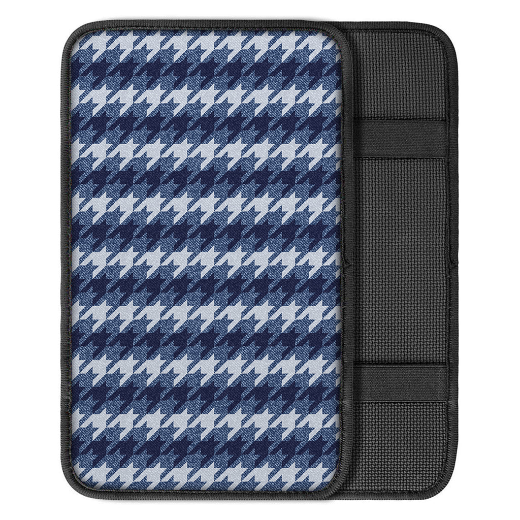 Denim Houndstooth Pattern Print Car Center Console Cover