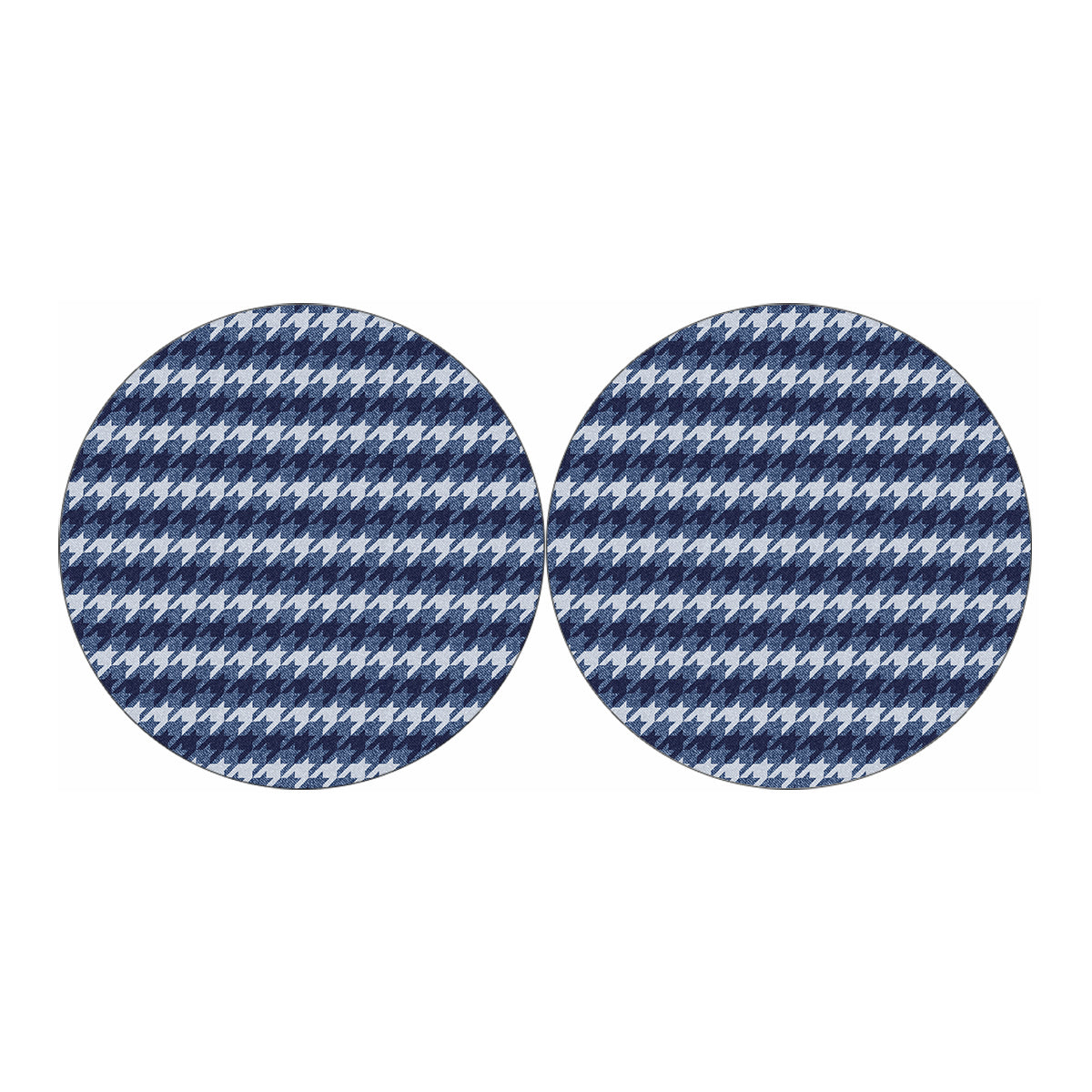Denim Houndstooth Pattern Print Car Coasters