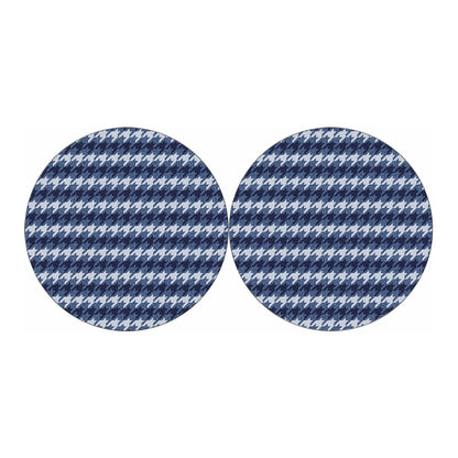 Denim Houndstooth Pattern Print Car Coasters