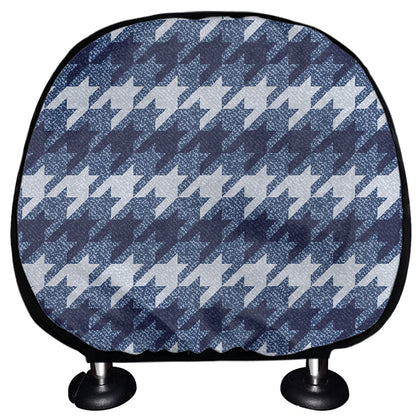 Denim Houndstooth Pattern Print Car Headrest Covers