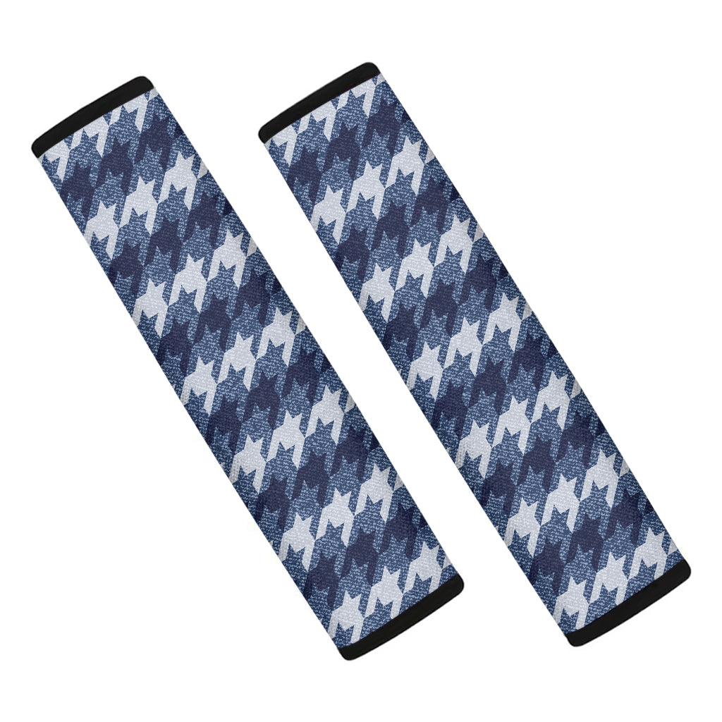 Denim Houndstooth Pattern Print Car Seat Belt Covers