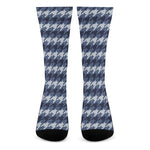 Denim Houndstooth Pattern Print Crew Socks