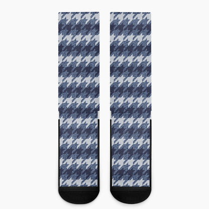 Denim Houndstooth Pattern Print Crew Socks