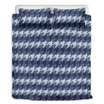Denim Houndstooth Pattern Print Duvet Cover Bedding Set