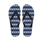 Denim Houndstooth Pattern Print Flip Flops