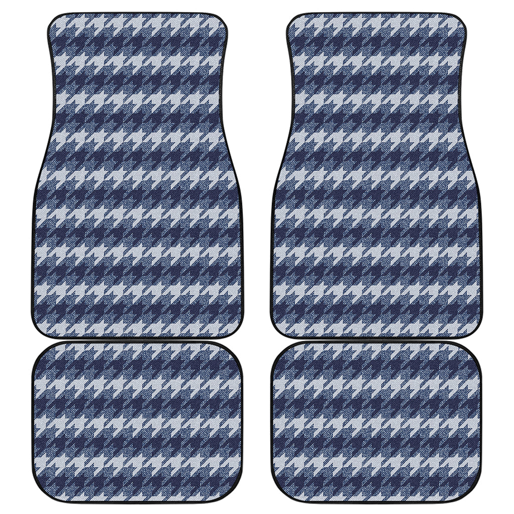 Denim Houndstooth Pattern Print Front and Back Car Floor Mats