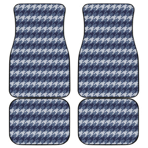 Denim Houndstooth Pattern Print Front and Back Car Floor Mats