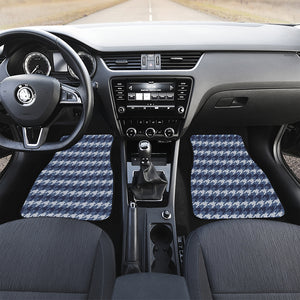 Denim Houndstooth Pattern Print Front and Back Car Floor Mats