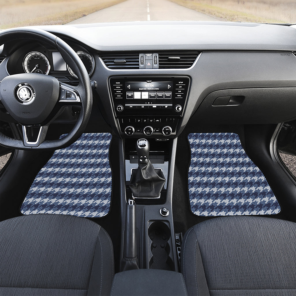 Denim Houndstooth Pattern Print Front Car Floor Mats