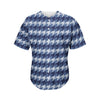 Denim Houndstooth Pattern Print Men's Baseball Jersey